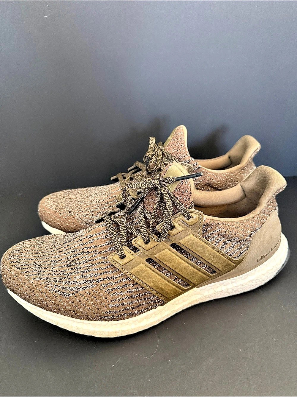 adidas UltraBOOST Men's Athletic Shoes Army Green and Brown US 11.5